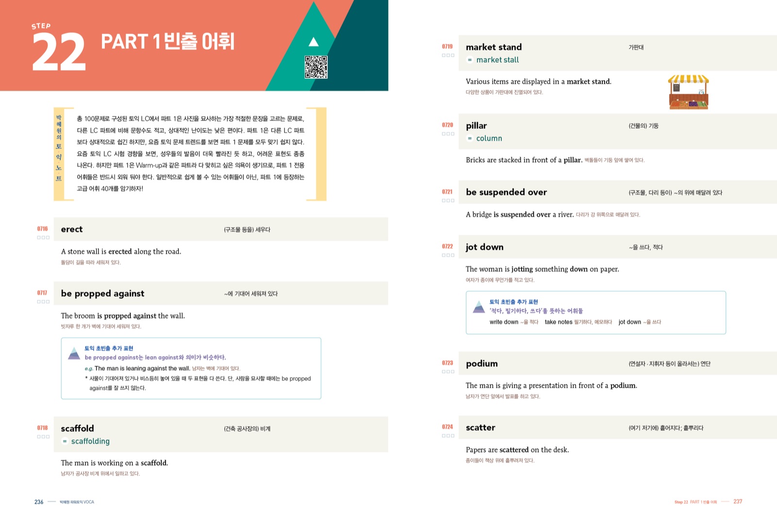 박혜원 파워토익 VOCA 내지 7번째 펼침면 왼쪽 지면 디자인